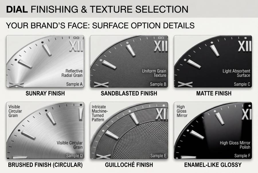 dial texture finishing options